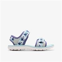 Clarks Girls Surfing Tide Kid Silver Flat Sandals Textile Casual