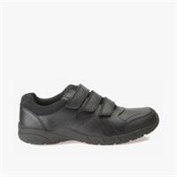 Clarks Boys Air Suffolk Youth Black Leather School Shoes,Riptape Leather Smart