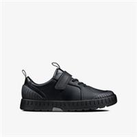 Clarks Boys Apollo Step Toddler Black Leather School Shoes,Riptape Leather