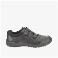 Clarks Boys Air Learn Kid Black Leather School Shoes,Riptape Leather