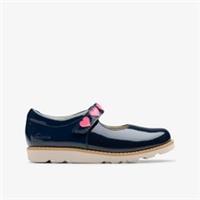 Clarks Girls Crown Hope Kid Navy Bar Shoes Patent Casual