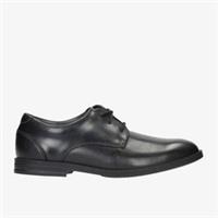 Clarks Boys Rufus Edge Youth Black Leather School Shoes,Lace Up Leather