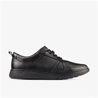 Clarks Boys Scape Track Youth Black Leather School Shoes,Lace Up Leather School