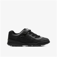 Clarks Boys Award Blaze Kid Black School Shoes,Riptape Textile Casual,Sports