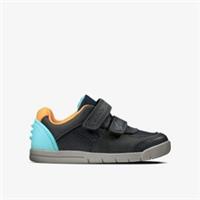 Clarks Boys Rex Quest Toddler Navy Combination Riptape Leather Casual