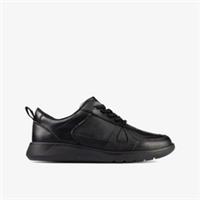 Clarks Boys Scape Track Kid Black Leather School Shoes,Lace Up Leather School