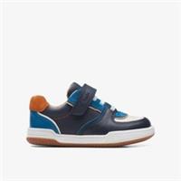 Clarks Boys Fawn Craft Toddler Navy Combination Riptape Leather Casual