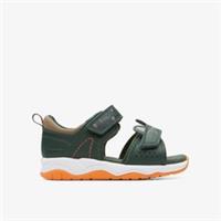 Clarks Boys Clowder Print Toddler Khaki Combination Riptape Leather Casual