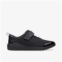 Clarks Boys Aeon Pace Youth Black School Shoes,Riptape Textile Sports
