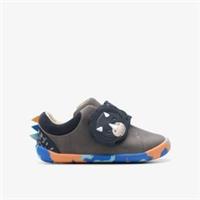 Clarks Boys Roamer Tri Toddler Grey/Blue Riptape,Pre Walker Leather Casual