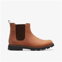 Clarks Boys Heath Trail Kid Tan Leather Chelsea Boots,Ankle Boots Leather Casual