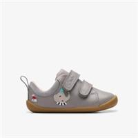 Clarks Boys Roamer Mime Toddler Grey Riptape,Pre Walker Leather Casual