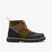Clarks Boys Lorcam Hike Kid Khaki Combination Lace Up,Ankle Boots Leather Casual