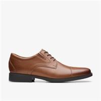 Clarks Mens Whiddon Cap Dark Tan Leather Derby Shoes Leather Smart
