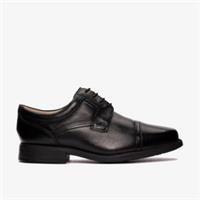 Clarks Mens Hail Cap Black Leather Derby Shoes Leather