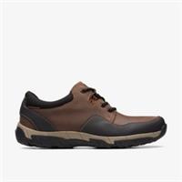 Clarks Mens Walbeck Edge Brown Leather Lace Up Leather Casual