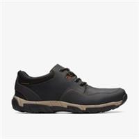 Clarks Mens Walbeck Edge Black Leather Lace Up Leather Casual