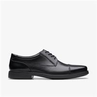 Clarks Mens Wenham Cap II Black Leather Derby Shoes Leather Smart