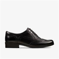 Clarks Womens Hamble Oak Black Leather Lace Up,Brogues Leather Casual