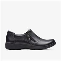 Clarks Womens Carleigh Ray Black Leather Slip Ons Leather Casual