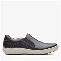 Clarks Womens Nalle Stride Black Leather Slip Ons Leather Casual