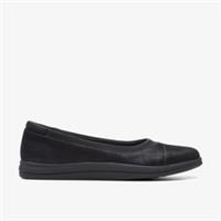 Clarks Womens Brinkley Ayla Black Slip Ons Textile Casual