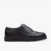 Clarks Womens Glickly Brogue 2 Black Leather Lace Up,Brogues Leather Casual
