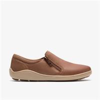 Clarks Womens Bryianne Ashly Dark Sand Leather Slip Ons Leather Casual