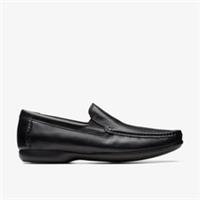 Clarks Mens Finer Sun Black Leather Loafers Leather Smart,Formal