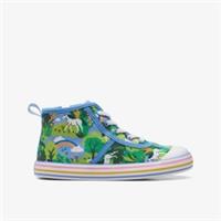 Clarks Kids Unisex,Girls,Boys Foxing Hi Beau Kid Light Blue Combination Canvas