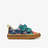 Clarks Kids Unisex,Girls,Boys Foxing Safari Toddler Navy Print Riptape,Canvas