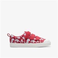 Clarks Kids Unisex,Girls,Boys City Vibe Kid Red Print Canvas Textile Casual