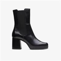 Clarks Womens Pique Up Black Leather Chelsea Boots,Heels,Ankle Boots Leather