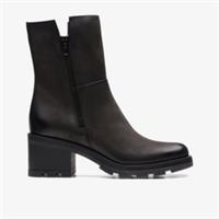 Clarks Womens Odollo Zip Black Nubuck Heels,Ankle Boots Nubuck Casual