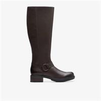 Clarks Womens Hearth Rae Dark Brown Leather Knee High Boots Leather Casual