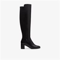 Clarks Womens Freva 55 Stretch Black Leather Heels,Knee High Boots Leather Smart