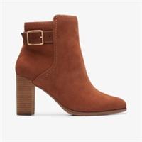 Clarks Womens Freva 85 Buckle Caramel Suede Heels,Ankle Boots Suede Smart