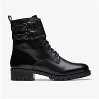 Clarks Womens Palazzo Lace Black Leather Ankle Boots Leather Casual