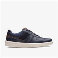 Clarks Mens Cambro Race Navy Combination Trainers Leather Casual