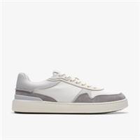 Clarks Mens CourtLite Race Light Grey Combination Trainers Suede Sports