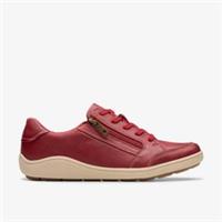 Clarks Womens Bryianne Bayla Red Leather Trainers Leather Casual