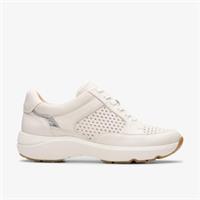 Clarks Womens Tivoli Walk Off White Combination Trainers Leather Sports