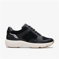 Clarks Womens Tivoli Walk Black Combination Trainers Leather Sports