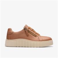 Clarks Womens Mykah Joy Tan Leather Trainers Leather Casual