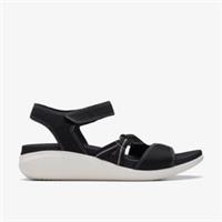 Clarks Womens Glide Hi Shore Black Wedges Textile Casual
