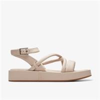 Clarks Womens Alda Cross Sand Leather Flat Sandals Leather Casual