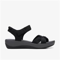 Clarks Womens Arla Shore Black Textile Flatforms Textile Casual