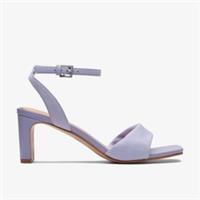 Clarks Womens Seren 65 Strap Lilac Nubuck Heeled Sandals Leather Smart
