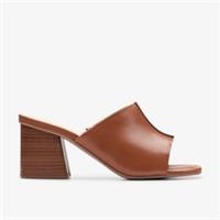 Clarks Womens Siara 65 Band Tan Leather Heeled Sandals,Slip Ons Leather Casual