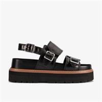 Clarks Womens Orianna Glide Black Interest Flatforms Leather Casual